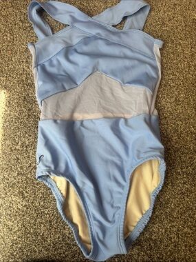 Light Blue Girls' One-Piece Bodysuit Swimsuit
